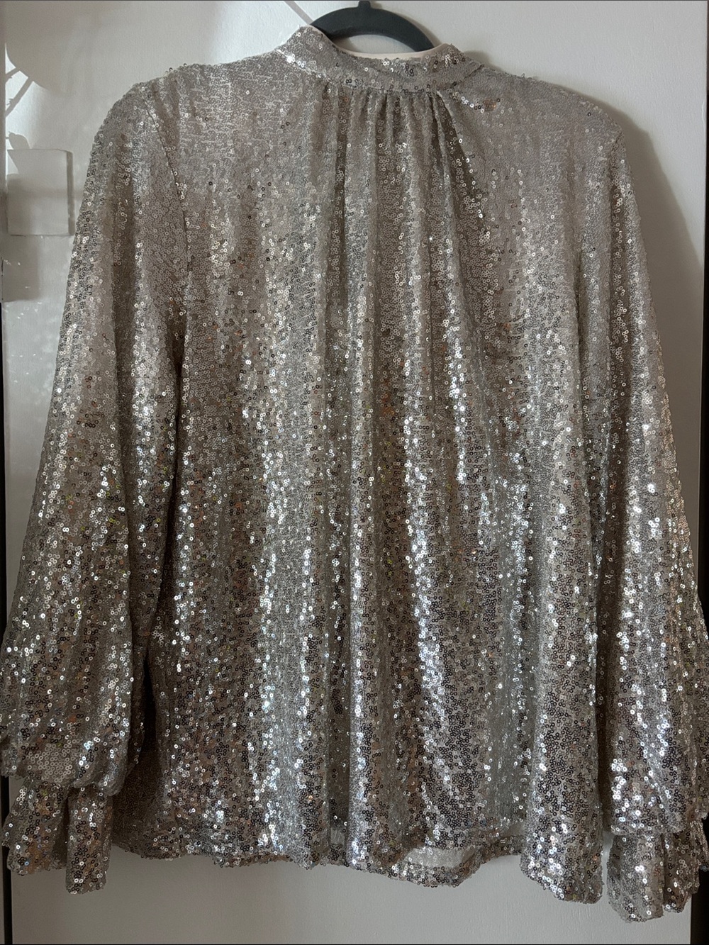 BOLD elements Silver Sequin Draped Top